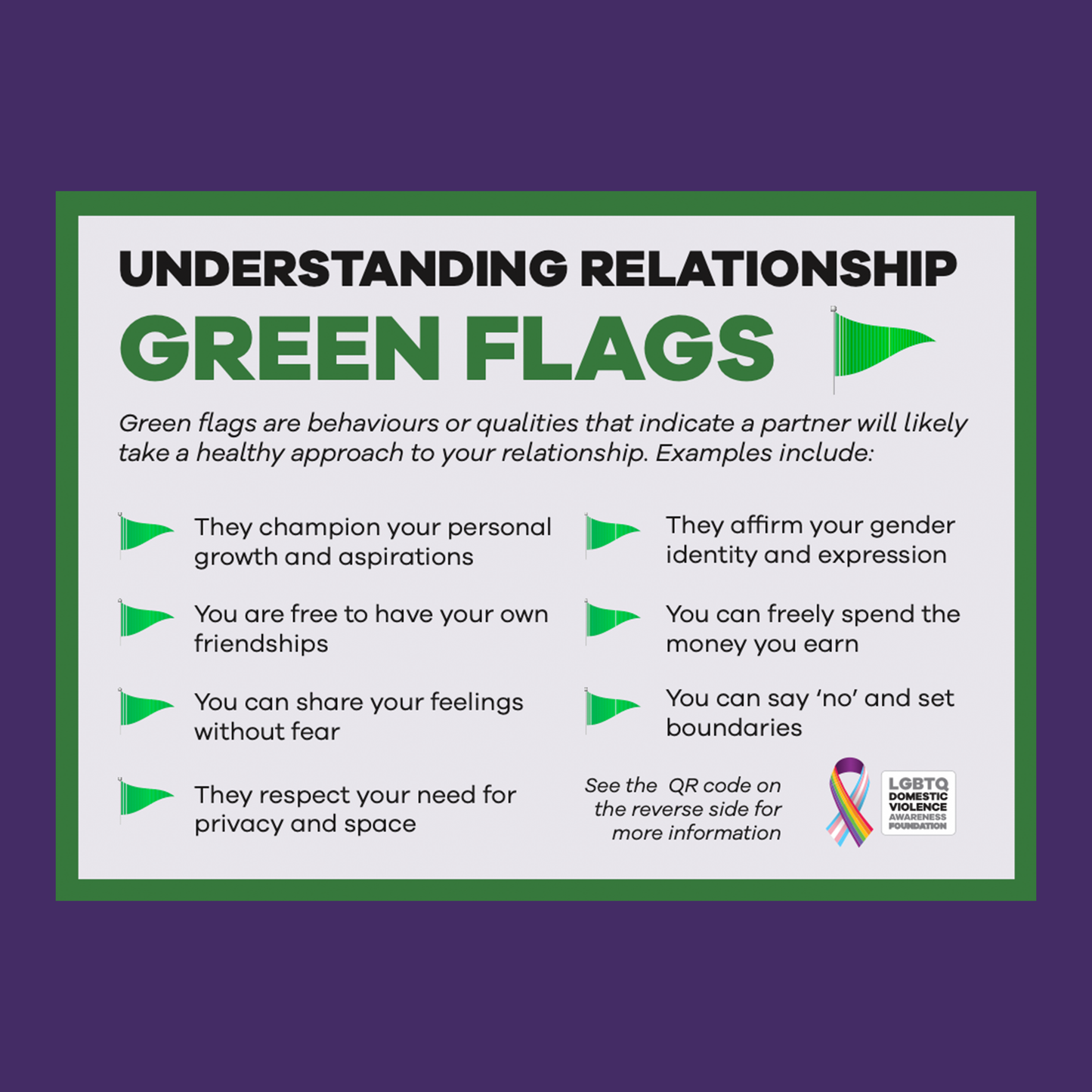 Understanding Relationship Green Flags and Red Flags Postcard